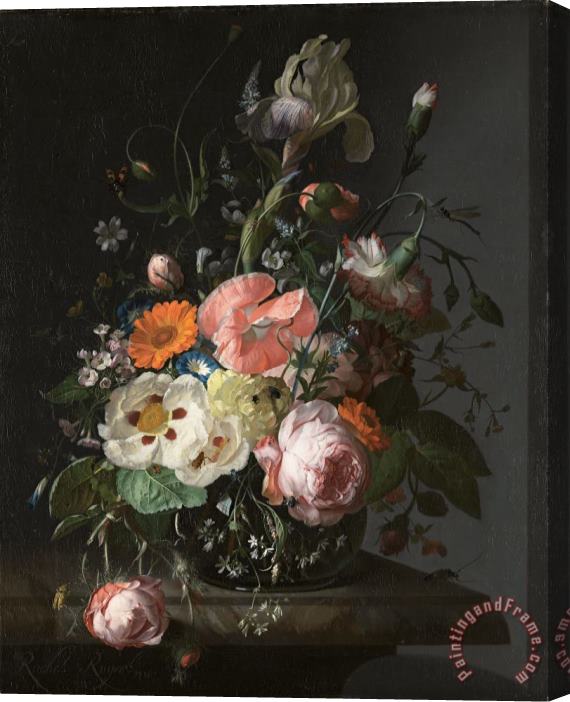 Rachel Ruysch Still Life with Flowers on a Marble Tabletop 2 Stretched Canvas Print / Canvas Art