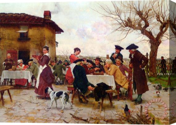 Raffaelo Sorbi The Chess Players Stretched Canvas Painting / Canvas Art