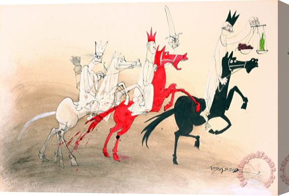 Ralph Steadman Horsemen of The Apocalypse Stretched Canvas Print / Canvas Art