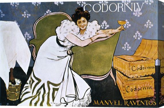 Ramon Casas i Carbo Champagne Codorniu (lola Plumet) Stretched Canvas Painting / Canvas Art