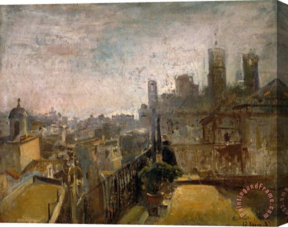 Ramon Marti Alsina View of Barcelona From a Rooftop in Riera De Sant Joan Stretched Canvas Painting / Canvas Art
