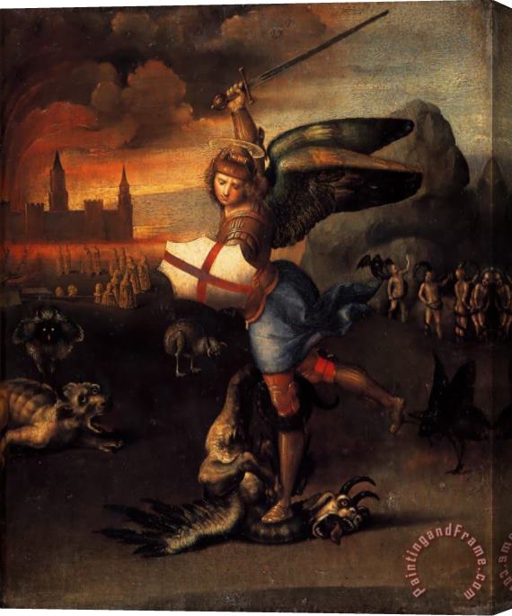 Raphael Saint Michael And The Dragon Stretched Canvas Print / Canvas Art