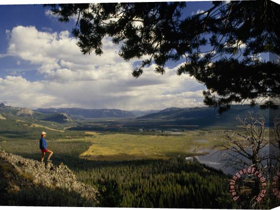 Raymond Gehman A Hiker Looks Over The Teton Wilderness Area Wyoming Stretched Canvas Painting / Canvas Art