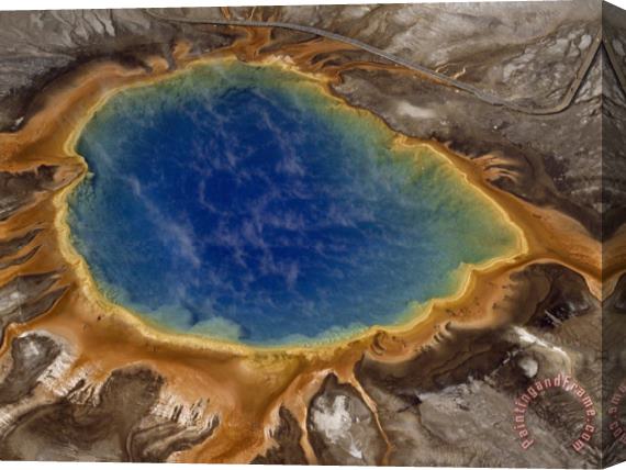 Raymond Gehman Algae Tinted Shallows Ring Yellowstone S Steaming Grand Prismatic Spring Stretched Canvas Print / Canvas Art