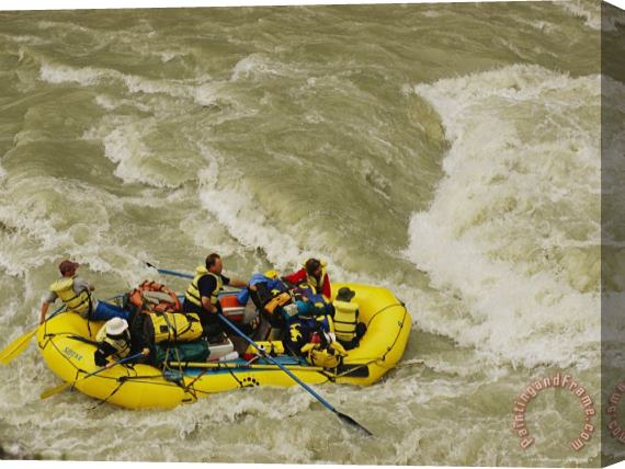 Raymond Gehman Box Canyon Rapids Along British Columbias Taku River Thrills a Group of Rafters Stretched Canvas Painting / Canvas Art