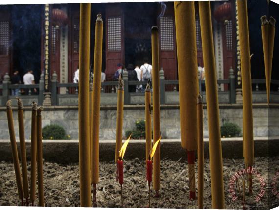 Raymond Gehman Burning Incense at The Qingyun Temple Stretched Canvas Painting / Canvas Art