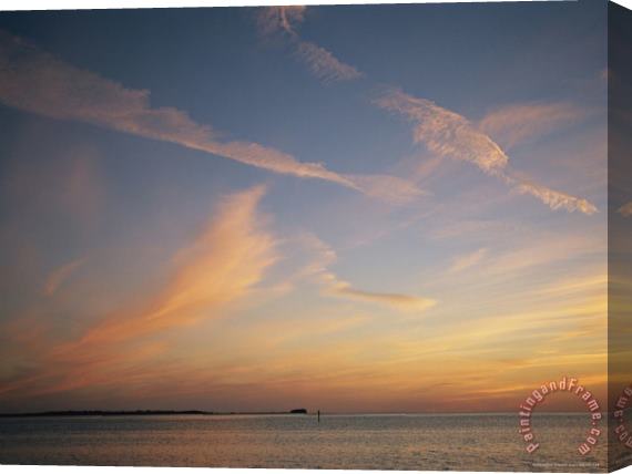 Raymond Gehman Clouds Crisscross The Sky at Twilight on The Gulf of Mexico Stretched Canvas Print / Canvas Art