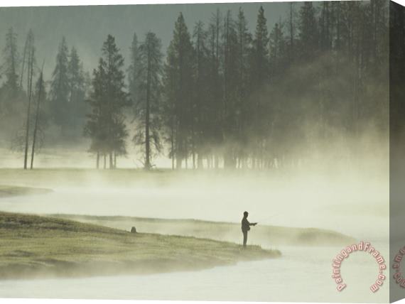 Raymond Gehman Fishermen in The Morning Mist on The Madison River Stretched Canvas Painting / Canvas Art