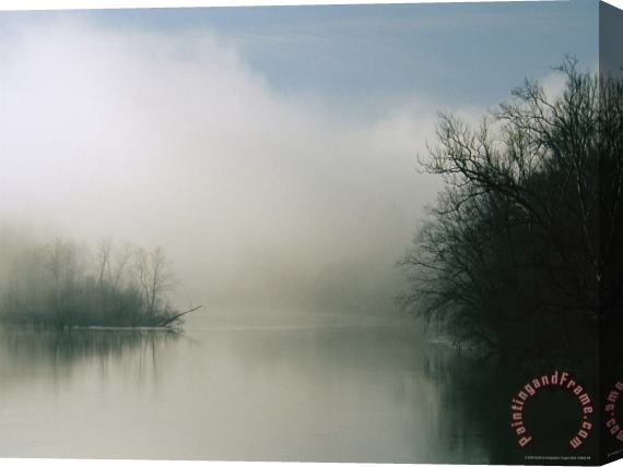 Raymond Gehman Fog Surrounds a Small Island in The James River Stretched Canvas Print / Canvas Art