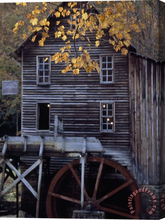 Raymond Gehman Fully Operational Grist Mill Sells Its Products to Park Visitors Stretched Canvas Print / Canvas Art