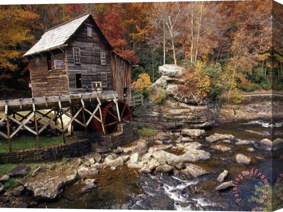 Raymond Gehman Fully Operational Grist Mill Sells Its Products to Park Visitors Stretched Canvas Painting / Canvas Art