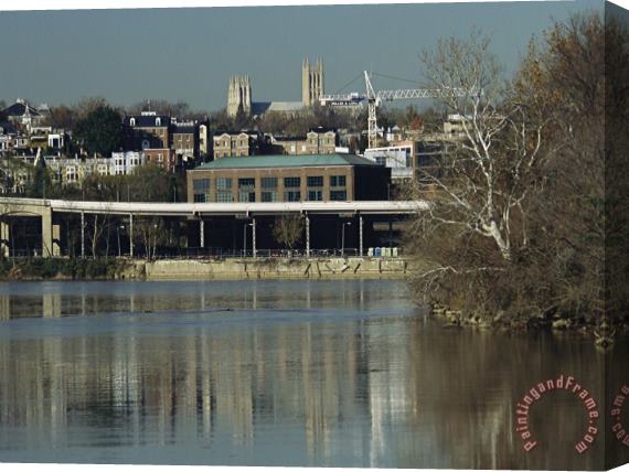 Raymond Gehman Georgetown And National Cathedral Seen From Across The Potomac River Stretched Canvas Painting / Canvas Art