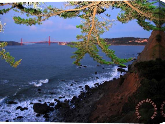 Raymond Gehman Golden Gate Bridge Seen From Legion of Honor Mile Rock Beach Area Stretched Canvas Print / Canvas Art
