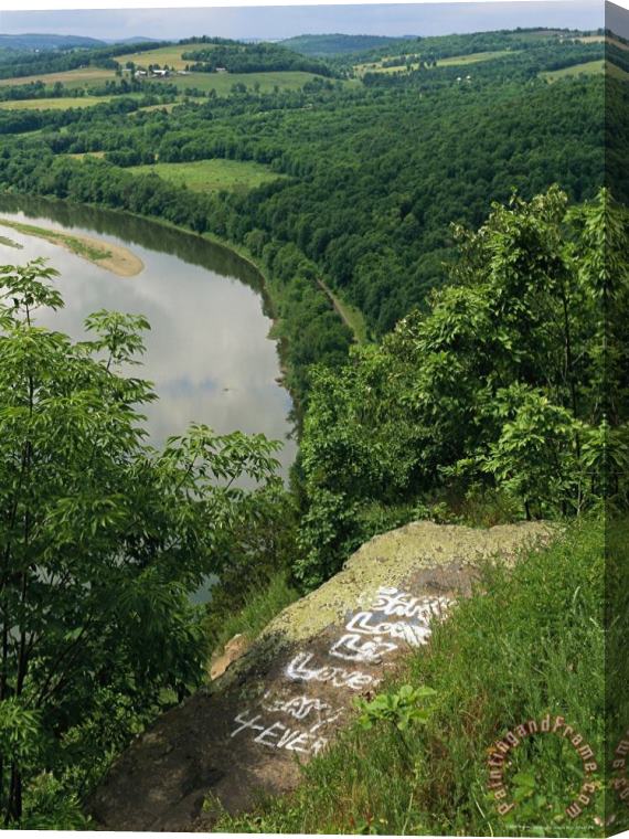 Raymond Gehman Graffiti on a Rock Outcrop Above The Susquehanna River Stretched Canvas Painting / Canvas Art
