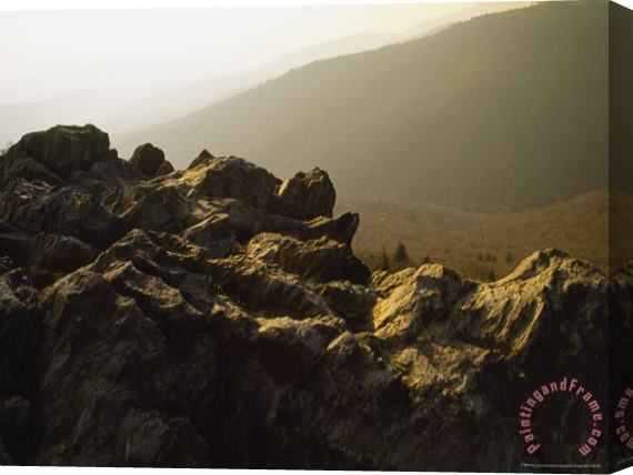 Raymond Gehman Granite Outcrop of Big Pinnacle with Whitetop Mountain Beyond Stretched Canvas Print / Canvas Art