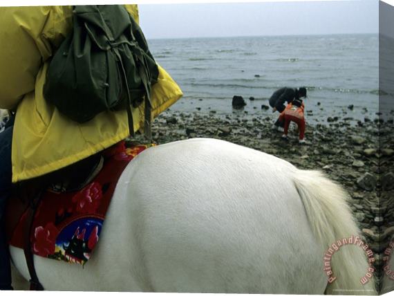 Raymond Gehman Horseback Riding Near Bohai Sea Qinhuangdao Hebei Province China Stretched Canvas Painting / Canvas Art