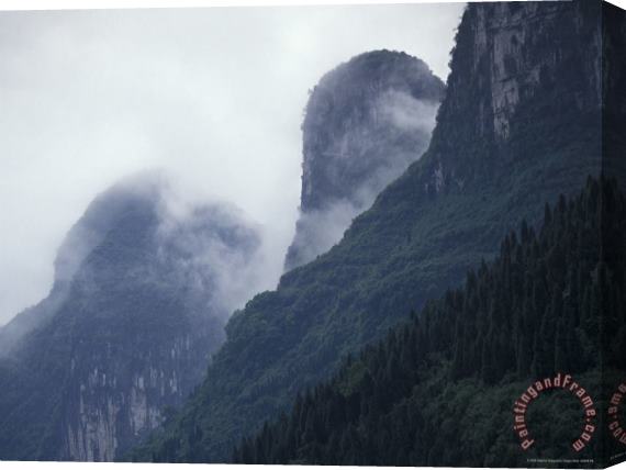 Raymond Gehman Karst Limestone Mountains Above The Li River Guilin Guangxi China Stretched Canvas Print / Canvas Art
