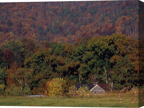 Raymond Gehman One Room School Nestled in The Houston Valley in The Bald Mountains Stretched Canvas Print / Canvas Art