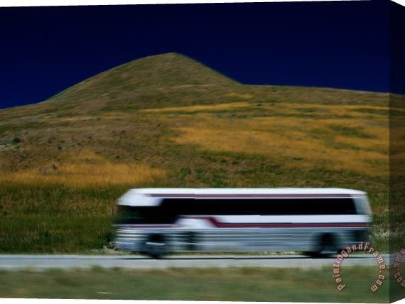Raymond Gehman Panned View of a Bus on Interstate 15 Stretched Canvas Painting / Canvas Art