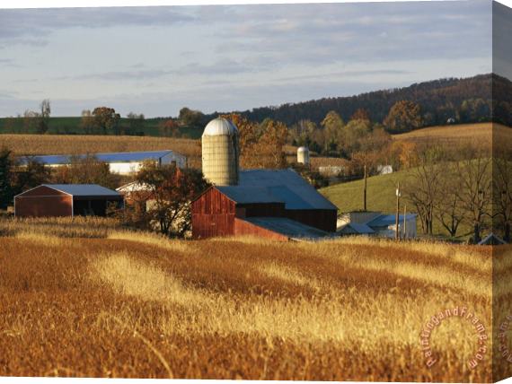 Raymond Gehman Picturesque Farm Photographed in The Fall Stretched Canvas Print / Canvas Art