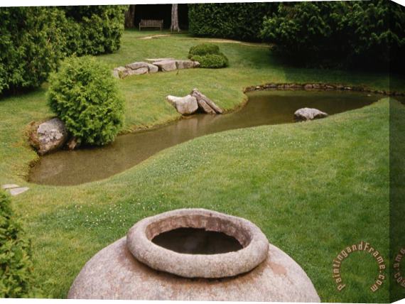 Raymond Gehman Pond And Clay Pottery at The Thuya Garden Stretched Canvas Painting / Canvas Art