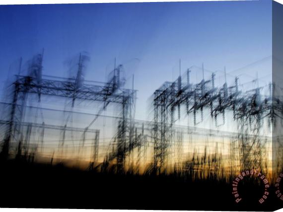 Raymond Gehman Power Lines at Twilight Stretched Canvas Painting / Canvas Art