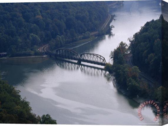 Raymond Gehman Railroad Bridge Over The New River West Virginia Stretched Canvas Painting / Canvas Art