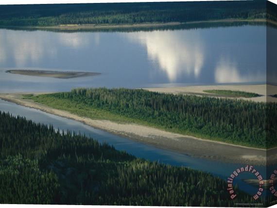 Raymond Gehman Sandbars Created by The Channels of The Mackenzie River Stretched Canvas Print / Canvas Art