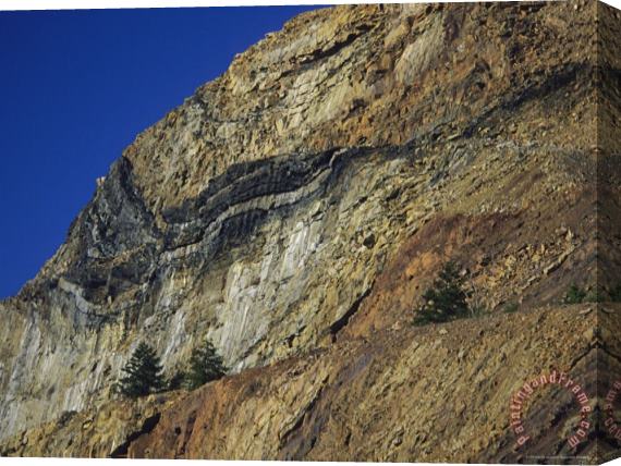 Raymond Gehman Sedimentary Layers Are Exposed in Sideling Hill Stretched Canvas Print / Canvas Art