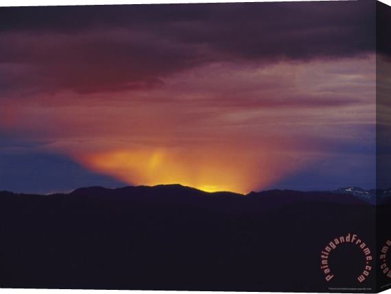 Raymond Gehman Spectacular Sunset Behind The Caribou Mountains Stretched Canvas Print / Canvas Art