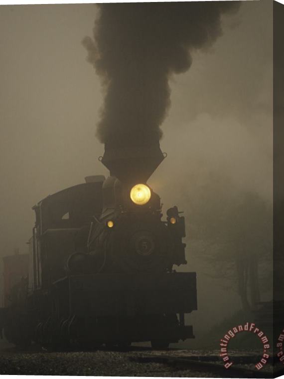 Raymond Gehman Steam Locomotive Belching Smoke on a Foggy Morning Stretched Canvas Print / Canvas Art