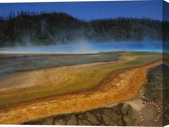 Raymond Gehman Steam Rises From a Hot Spring with Algae Growing Along The Edges Stretched Canvas Painting / Canvas Art