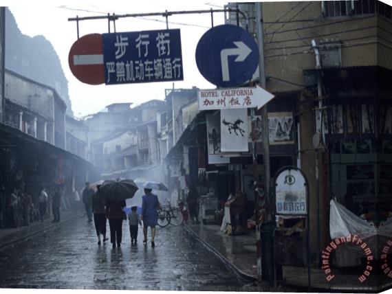 Raymond Gehman Street Scene Town of Yangshuo Near Guilin Guangxi China Stretched Canvas Print / Canvas Art