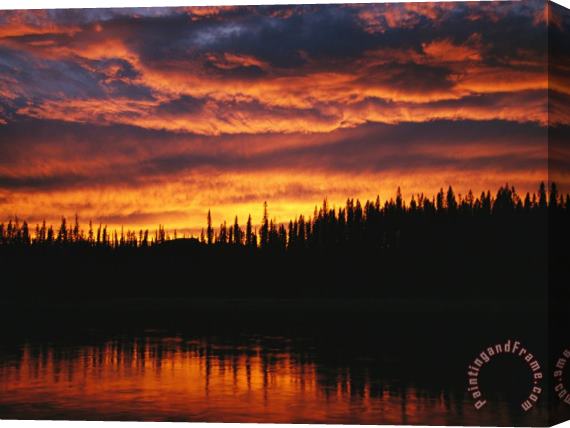 Raymond Gehman Sunset Is Reflected in The Mackenzie River Stretched Canvas Print / Canvas Art