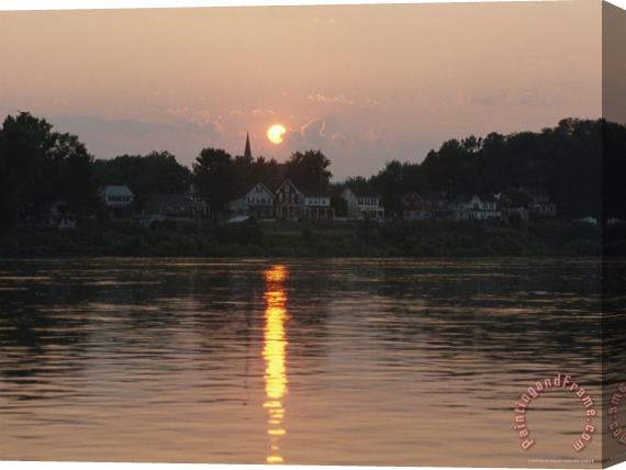 Raymond Gehman Sunset Over a Susquehanna River Town Stretched Canvas Print / Canvas Art