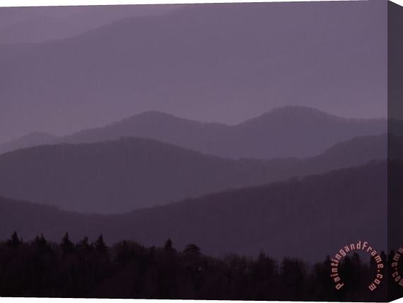 Raymond Gehman Sunset View Across Mountain Ridges From Atop Clingman S Dome Stretched Canvas Print / Canvas Art