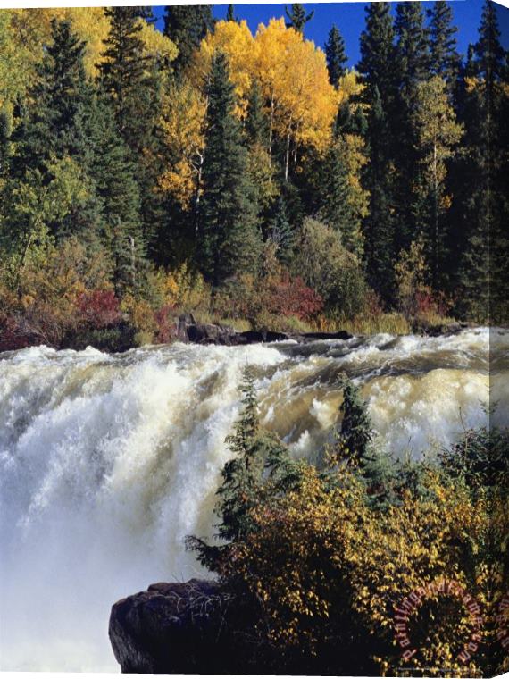 Raymond Gehman The Grass River Thunders Over Pisew Falls in Manitoba Stretched Canvas Print / Canvas Art