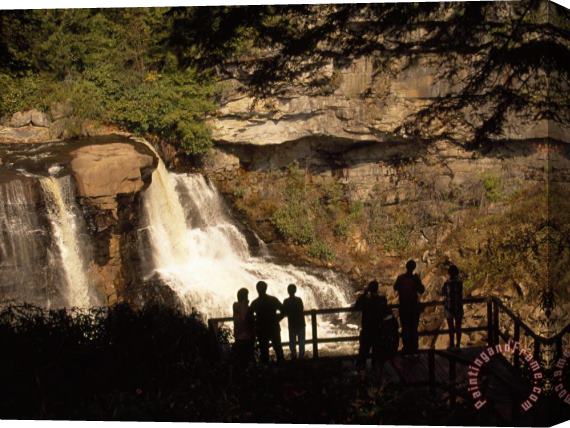 Raymond Gehman Tourists Watching The Cascading Water of Blackwater Falls Stretched Canvas Painting / Canvas Art