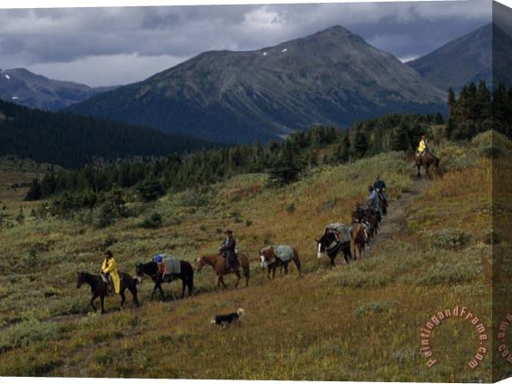 Raymond Gehman Trail Riders in Jasper S Tonquin Valley Stretched Canvas Print / Canvas Art