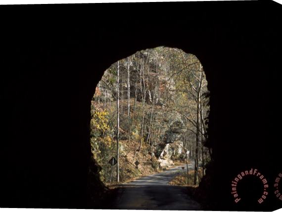 Raymond Gehman Trees And Rock Cliffs Seen While Passing Through Nada Tunnel Stretched Canvas Painting / Canvas Art