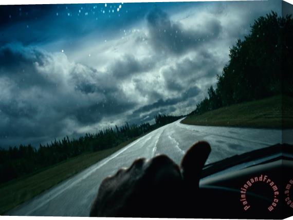 Raymond Gehman View of The Highway From Inside a Car Stretched Canvas Print / Canvas Art