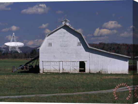 Raymond Gehman World S Largest Fully Steerable Radio Telescope And Barn Stretched Canvas Painting / Canvas Art