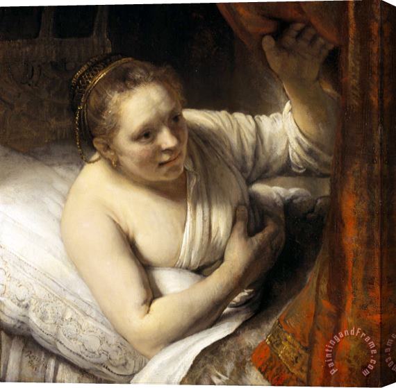 Rembrandt Harmensz van Rijn A Woman in Bed Stretched Canvas Painting / Canvas Art