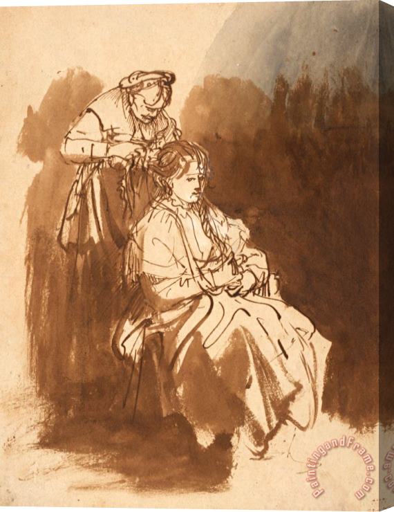 Rembrandt Harmensz van Rijn A Young Woman Having Her Hair Braided, C. 1635 Stretched Canvas Print / Canvas Art