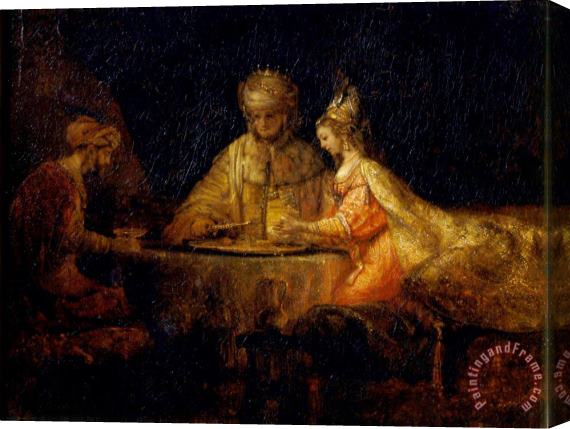 Rembrandt Harmensz van Rijn Ahasuerus, Haman And Esther Stretched Canvas Painting / Canvas Art