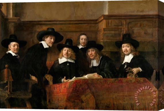Rembrandt Harmensz van Rijn De Staalmeesters Het College Van Staalmeesters (waardijns) Van Het Amsterdamse Lakenbereidersgilde Stretched Canvas Print / Canvas Art