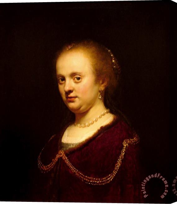 Rembrandt Harmensz van Rijn Retrato De Mujer Joven Stretched Canvas Painting / Canvas Art