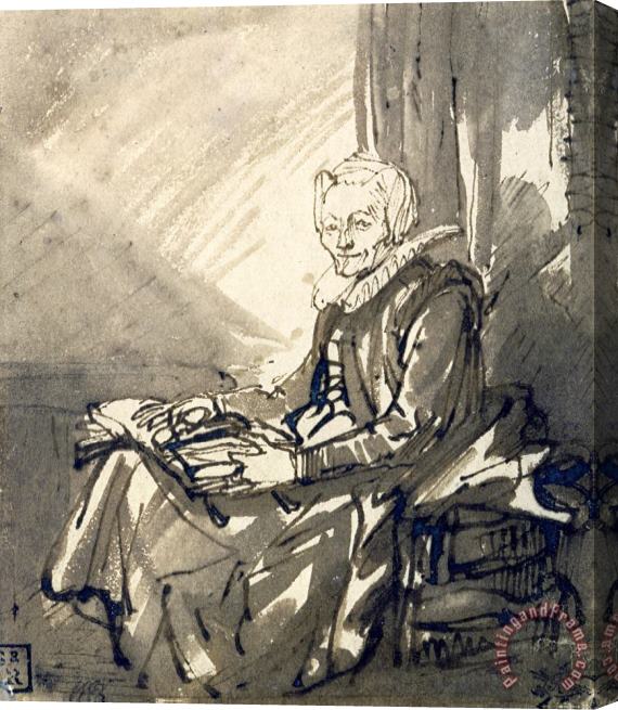 Rembrandt Harmensz van Rijn Seated Woman with an Open Book on Her Lap Stretched Canvas Painting / Canvas Art