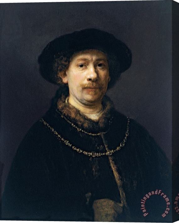 Rembrandt Harmensz van Rijn Self Portrait Wearing a Hat And Two Chains Stretched Canvas Print / Canvas Art