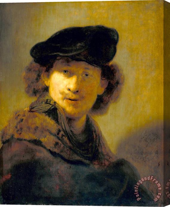 Rembrandt Harmensz van Rijn Self Portrait with Velvet Beret Stretched Canvas Print / Canvas Art